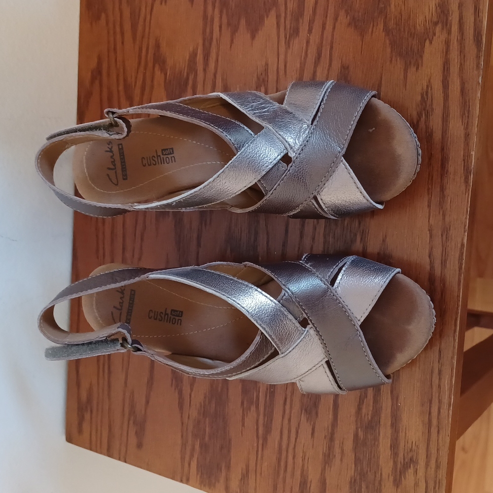 Clark's Two Tone Wedge Sandals.